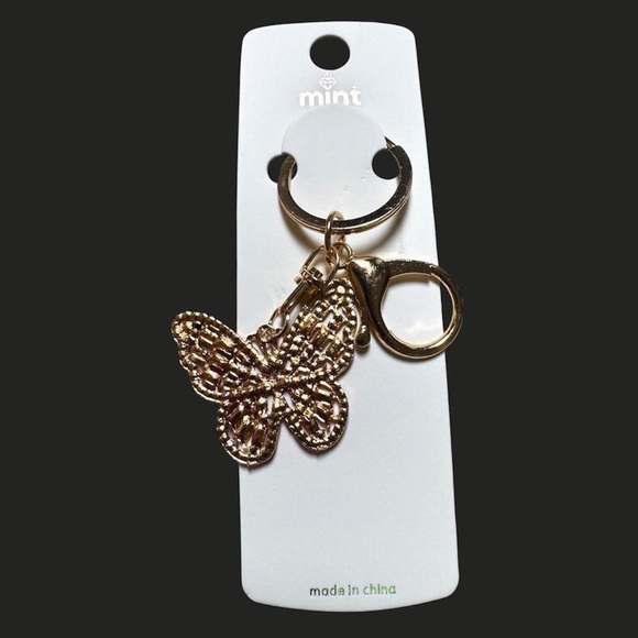 Pink Rhinestone Butterfly Keychain - Picture 3 of 3
